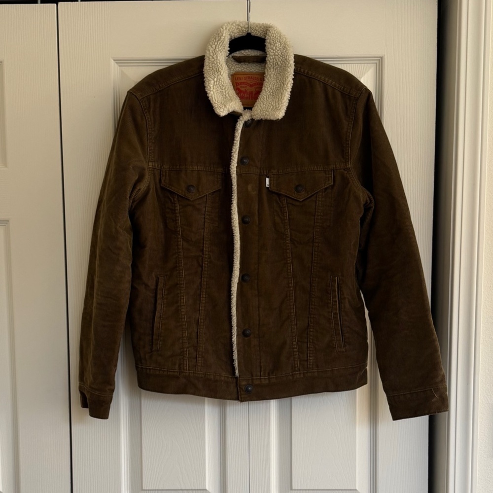 Levi's Corduroy Trucker Jacket Sherpa Lined Brown Size Women's Medium